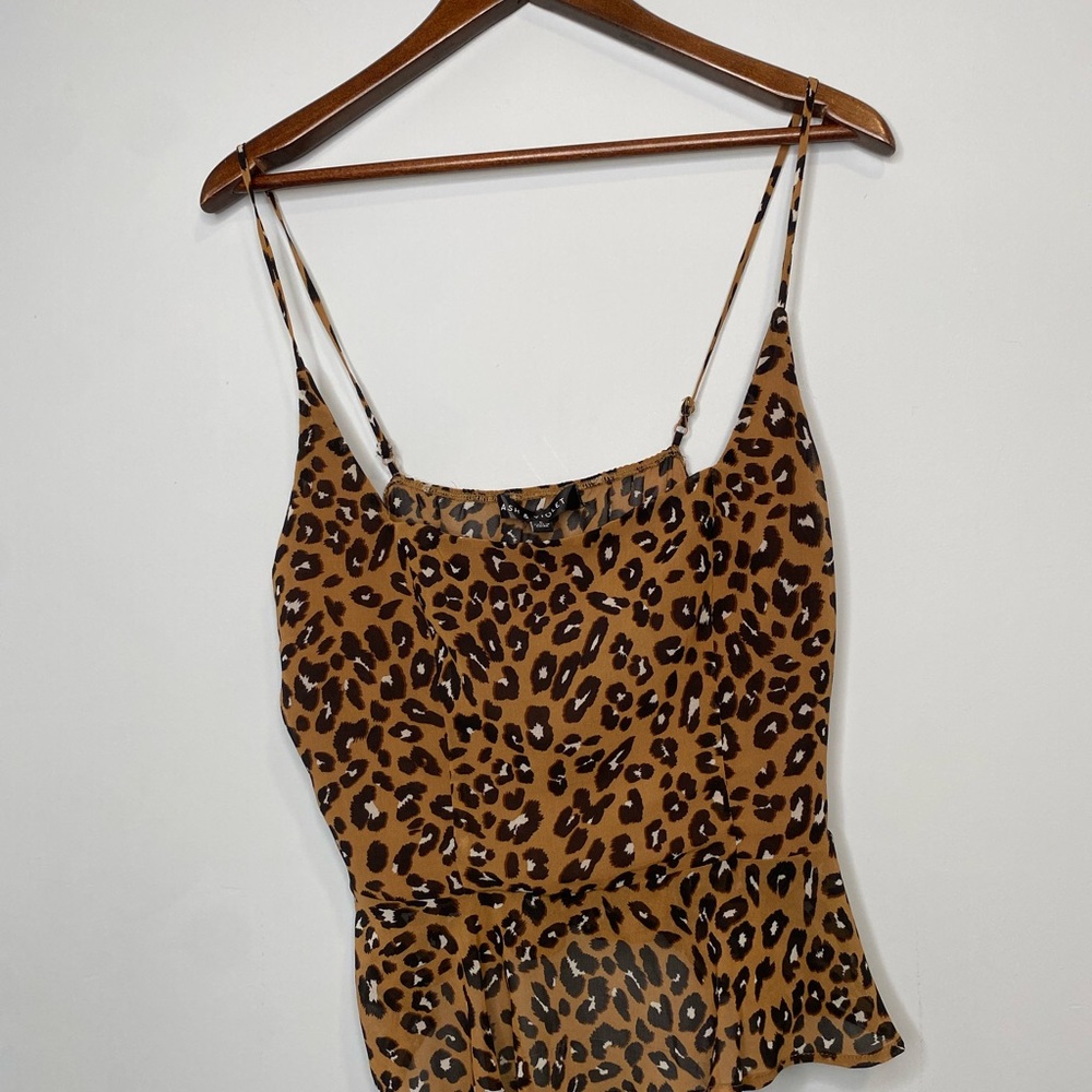 Ash & Violet Leopard Print Spaghetti Strap Crop Top Chic